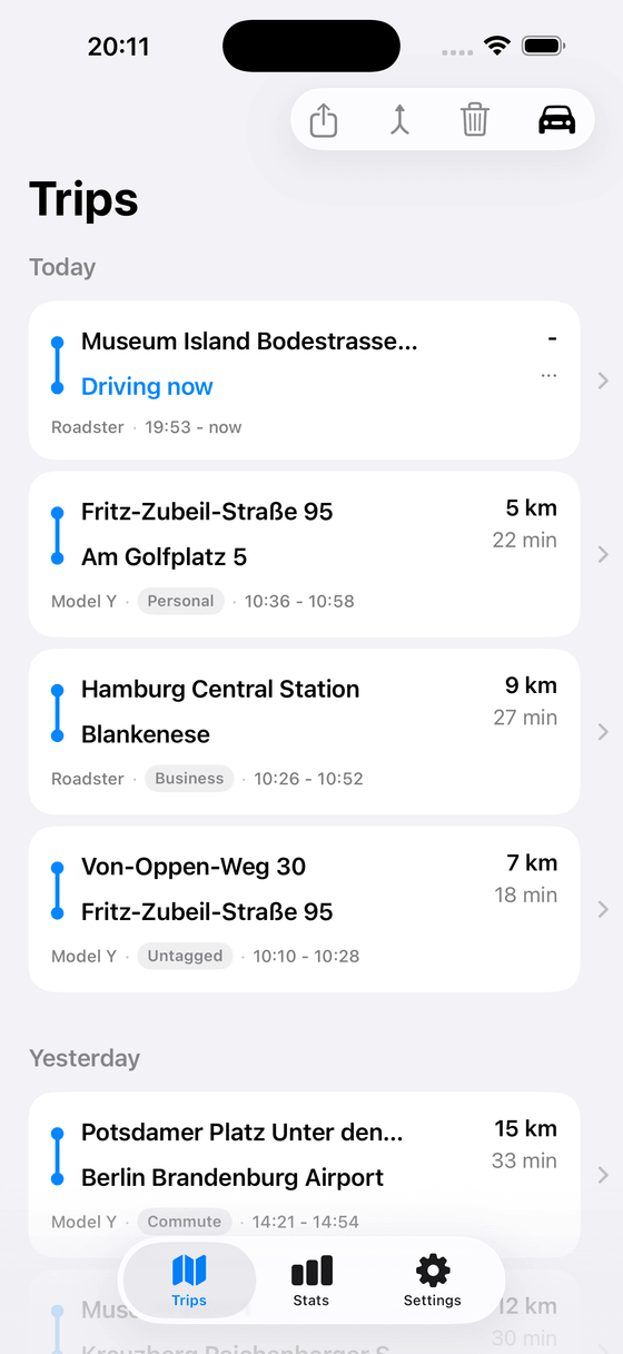 Tripla trips list